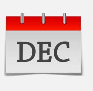 December calendar page on white background.