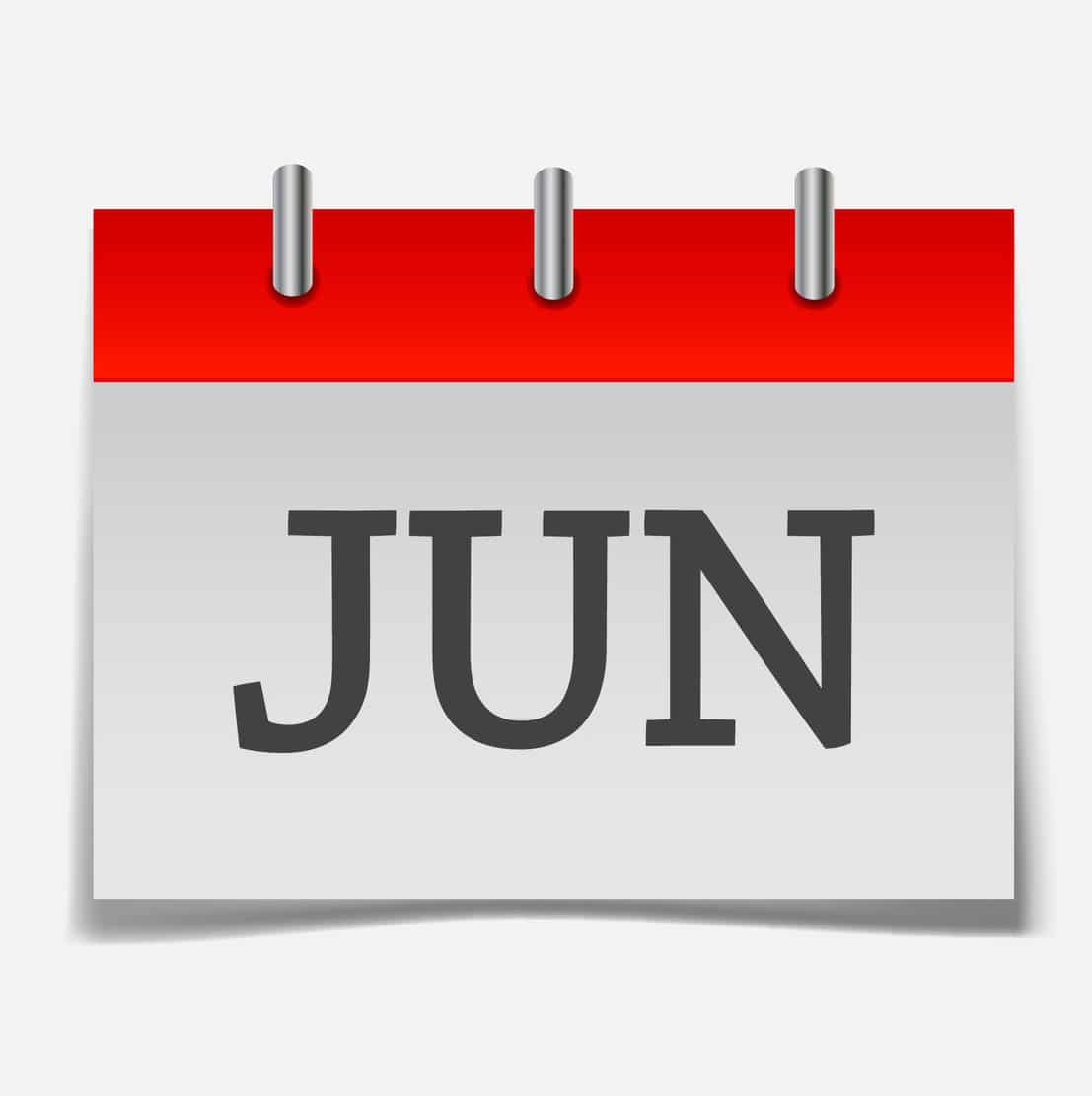 Calendar page showing month of June.