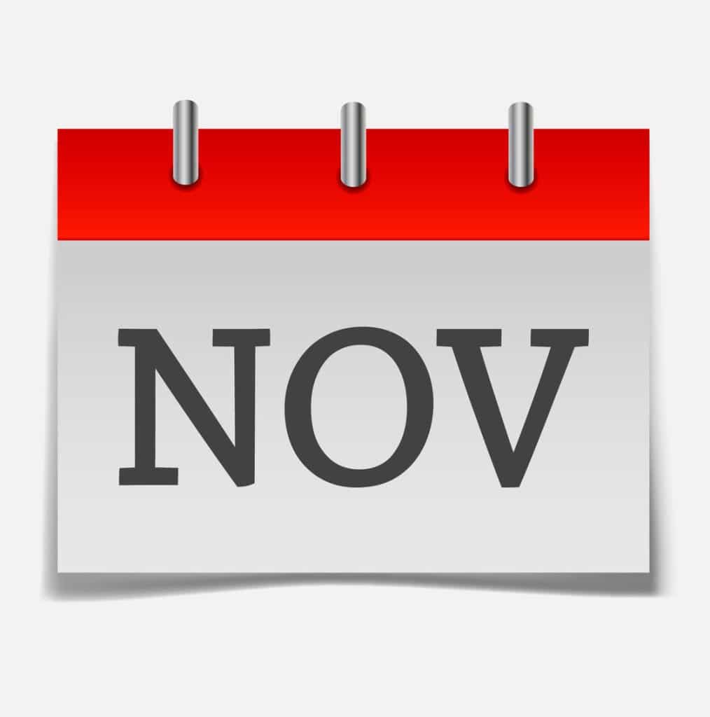 November calendar page illustration